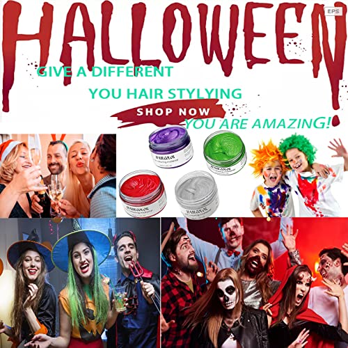 Green Puprle Red Gray Temporary Hair Color,Natural Hair Color Wax,Hair Wax Color Spray 4.23 Ounces,Hair Wax Dye for Christmas Parties,Role Playing and Halloween. (Green Puprle Red Gray)