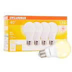 Sylvania LED Light Bulb, 40W Equivalent A19, Efficient 6W, Medium Base, Frosted Finish, 450 Lumens, Soft White (74079) (Pack of 1, 4 Count Total)