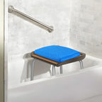 Anycosy Shower Seat Cushion Waterproof Sauna Seat Cushion Bathtub Cushion for Sauna,Slip-Resistant 3D Foam Mesh Bathtub Chair Pad with Hook,Quick Drying Shower Seat Mat for Elderly (Blue, Medium)