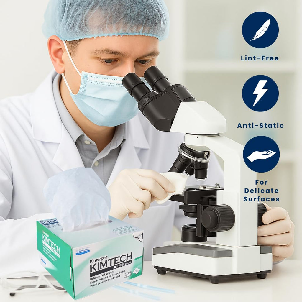 Kimtech Science KimWipes Delicate Task Wipers, 4.4 x 8.4 in., 1-Ply, 286 Sheets/Box, 4 Packs, KW01x4