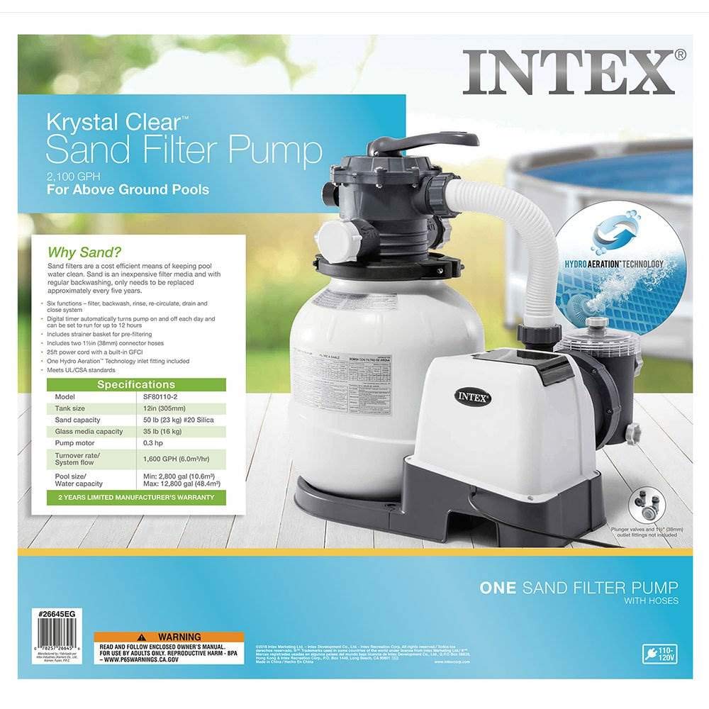 INTEX 2,100 GPH Krystal Clear Sand Filter Pump for Above Ground Pools ...