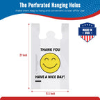Fuxury 1000 Count Happy Smiling Face Thank You Plastic Bags with Handles