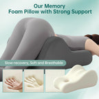 Memory Foam Wedge Pillow Intimacy Couples Pillow, Pregnant Ergonomic Contoured Position Pillow for Sleeping & Reading, Multi-Functional Bed Pillow Back Support Cushion All Grey