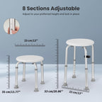 Careboda Adjustable Bath Chair for Inside Shower, Shower Stool with Upgraded Aluminium, Tool-Free Assembly, 8 Adjustable Heights for Seniors, Elderly, Pregnant, Handicap & Disabled Gray