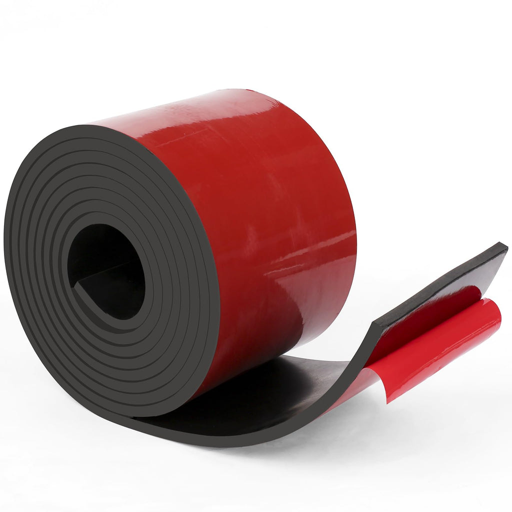 WochiTV Adhesive Solid Rubber Strips, 5" Wide x 1/4" Thick x 60" Long Self Stick Black Neoprene Rubber Rolls Perfect for DIY Insulation Cushion Gasket, Sealing, Liner, Weather Striping