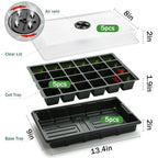 5-Pack Seed Starter Trays with Humidity Dome & Large 24-Cell Plug Trays