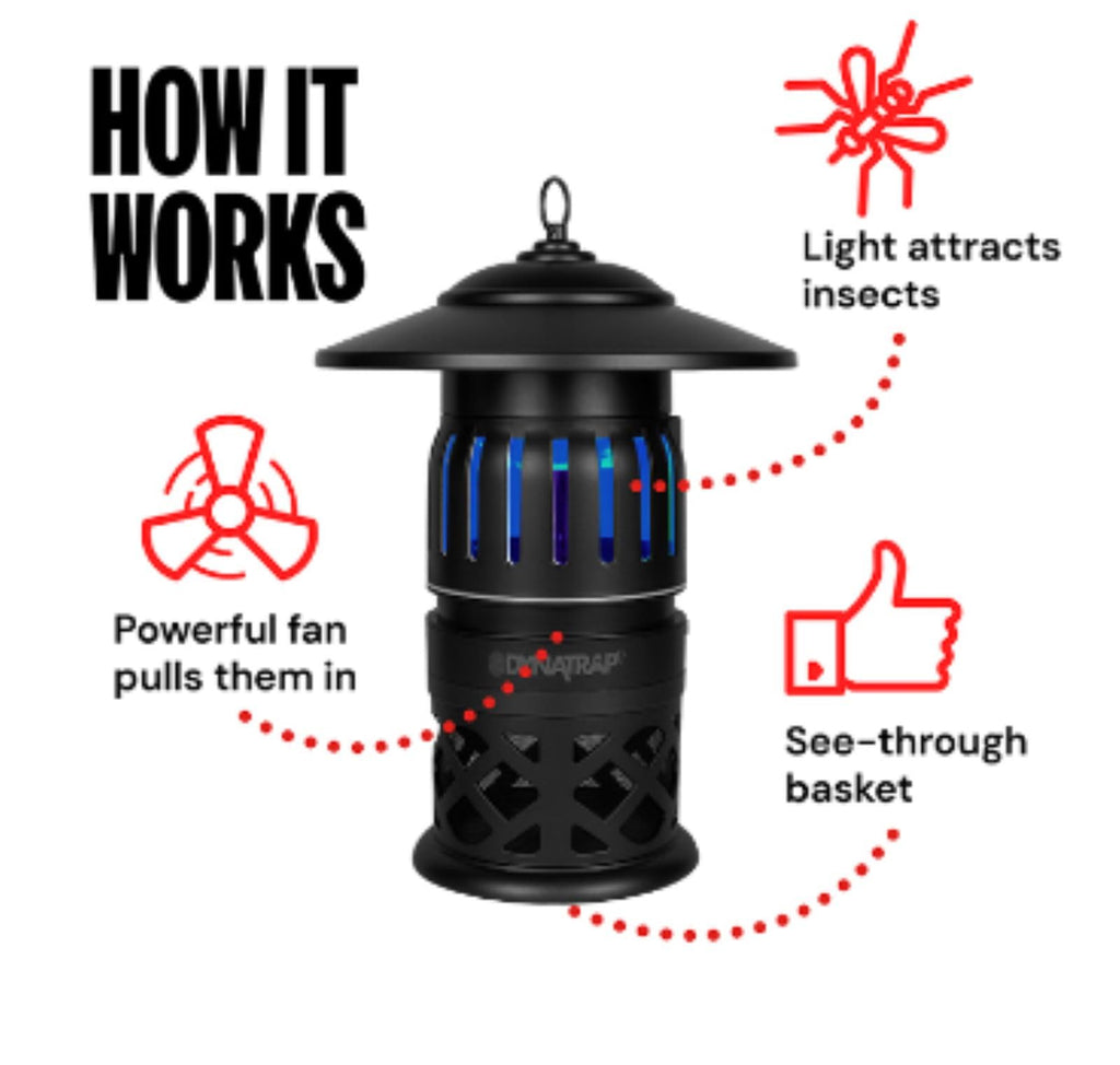DynaTrap DT1050-AZSR 1/2 Acre Mosquito, Beetle & Flying Insect Trap, Mosquito Traps for Flies, Wasps, Gnats, Beetles & Flying Insects, Bug Zapper Alternative, Black