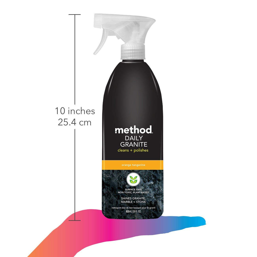 Method Daily Granite Cleaner Spray, Orange Tangerine, Cleaning Agent for Granite, Marble, and Other Sealed Stone, 28 oz Spray Bottles (Pack of 8)