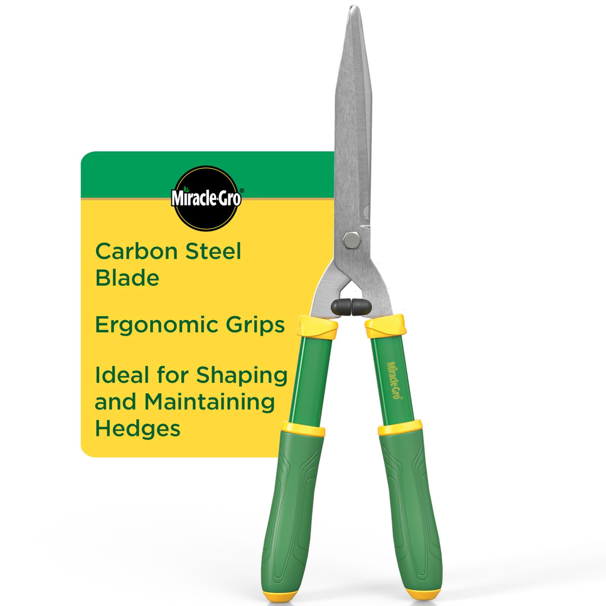 Miracle-Gro 21 in. Hedge Shears – Lawn and Yard Tool with Sharp Carbon Steel Blades, Comfort Grip Handles, and Lightweight Design for Shaping/Trimming Hedges, Shrubs, and Bushes