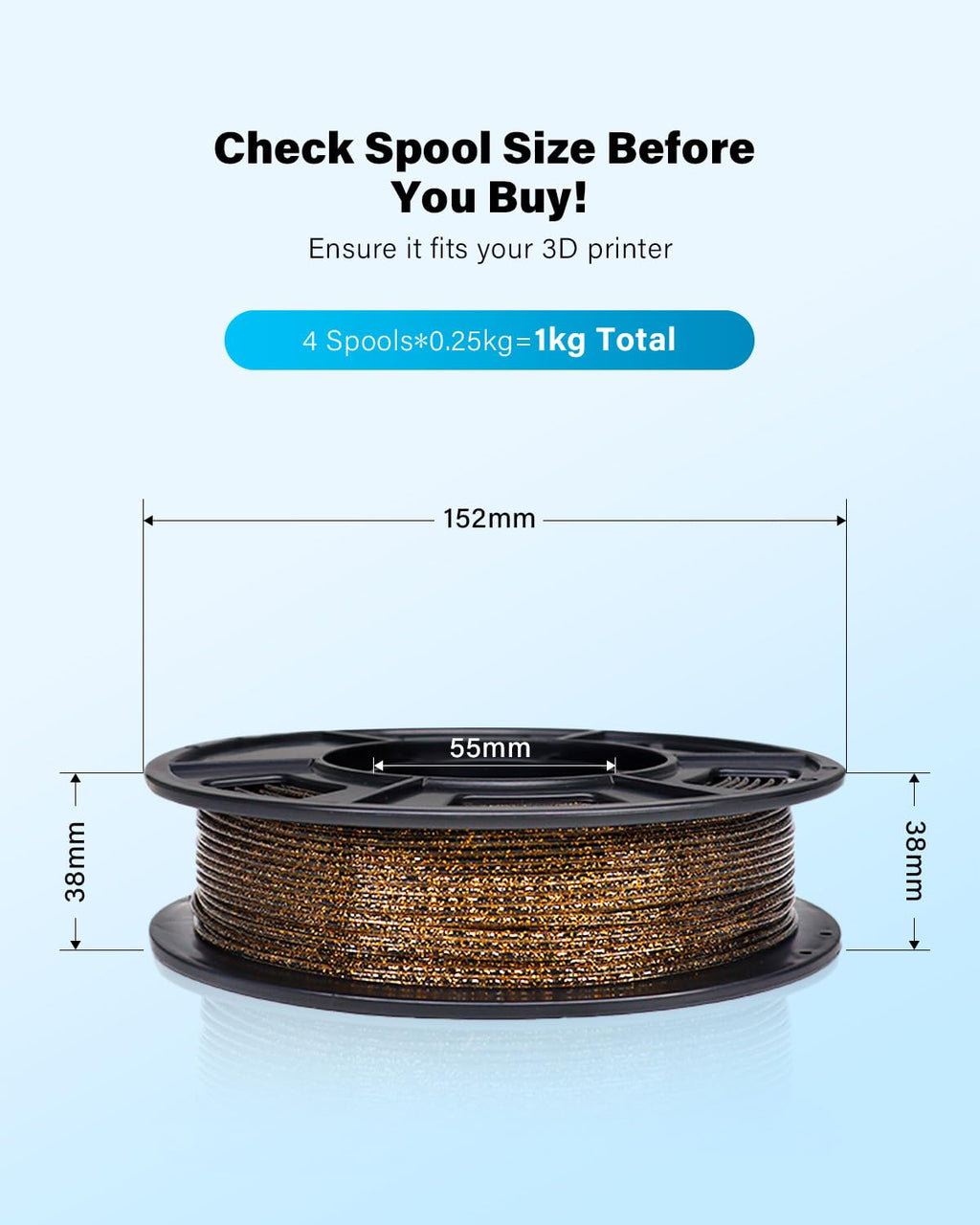 YOUSU Glow in The Dark TPU 3D Printer Filament Bundle,Gray