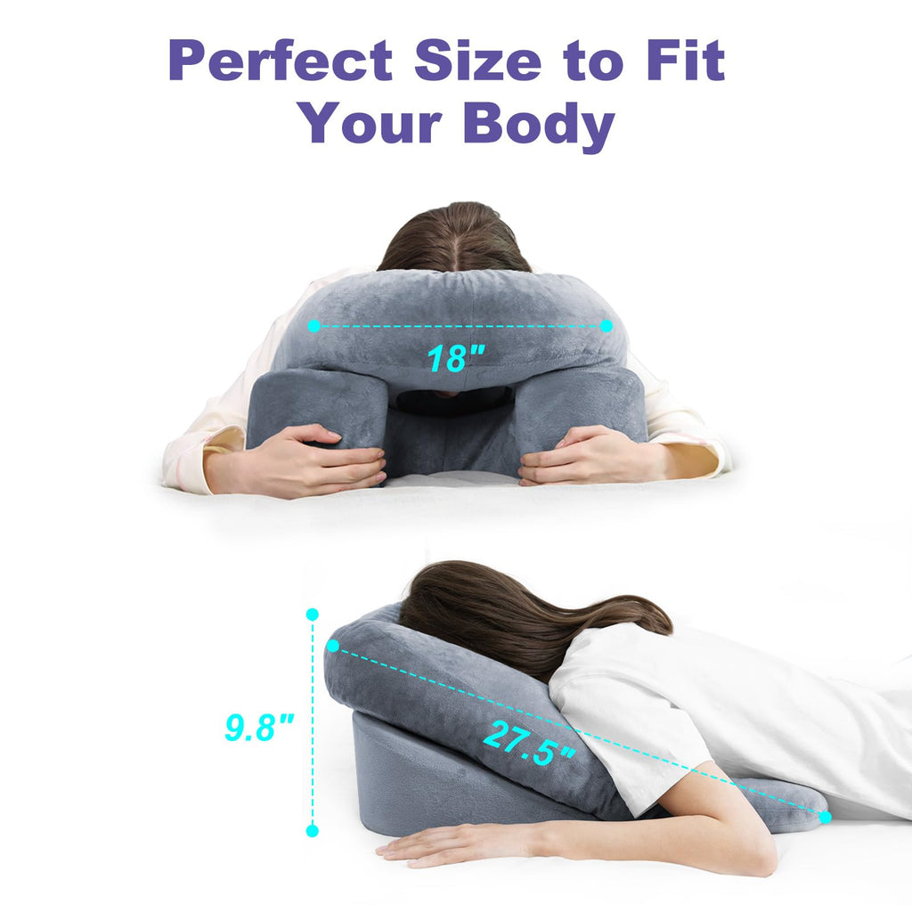 HOMCA Face Down Pillow After BBL or Eye Surgery - Home Massage Pillow Stomach Sleeping Face Down for Bed with CertiPUR-US Certified Memory Foam and Removable Cover