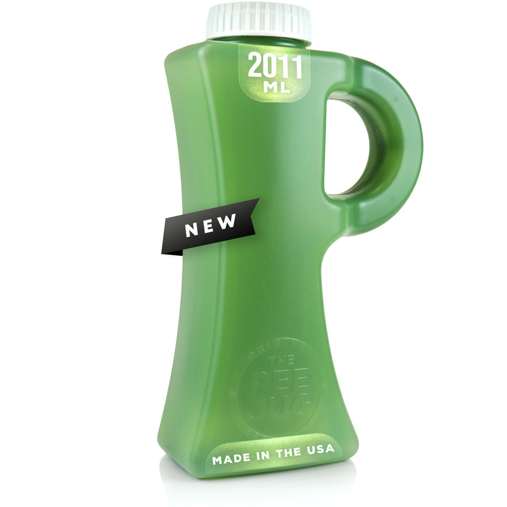 The Original Pee Jug - 2011mL (68oz) Leak & Spill-Proof Portable Urinals for Men - Outdoor Male Urine Bottle for Trucker, Hunting, Travel, Camping, Hospital - Funny Novelty Gag Gift for Him, Green