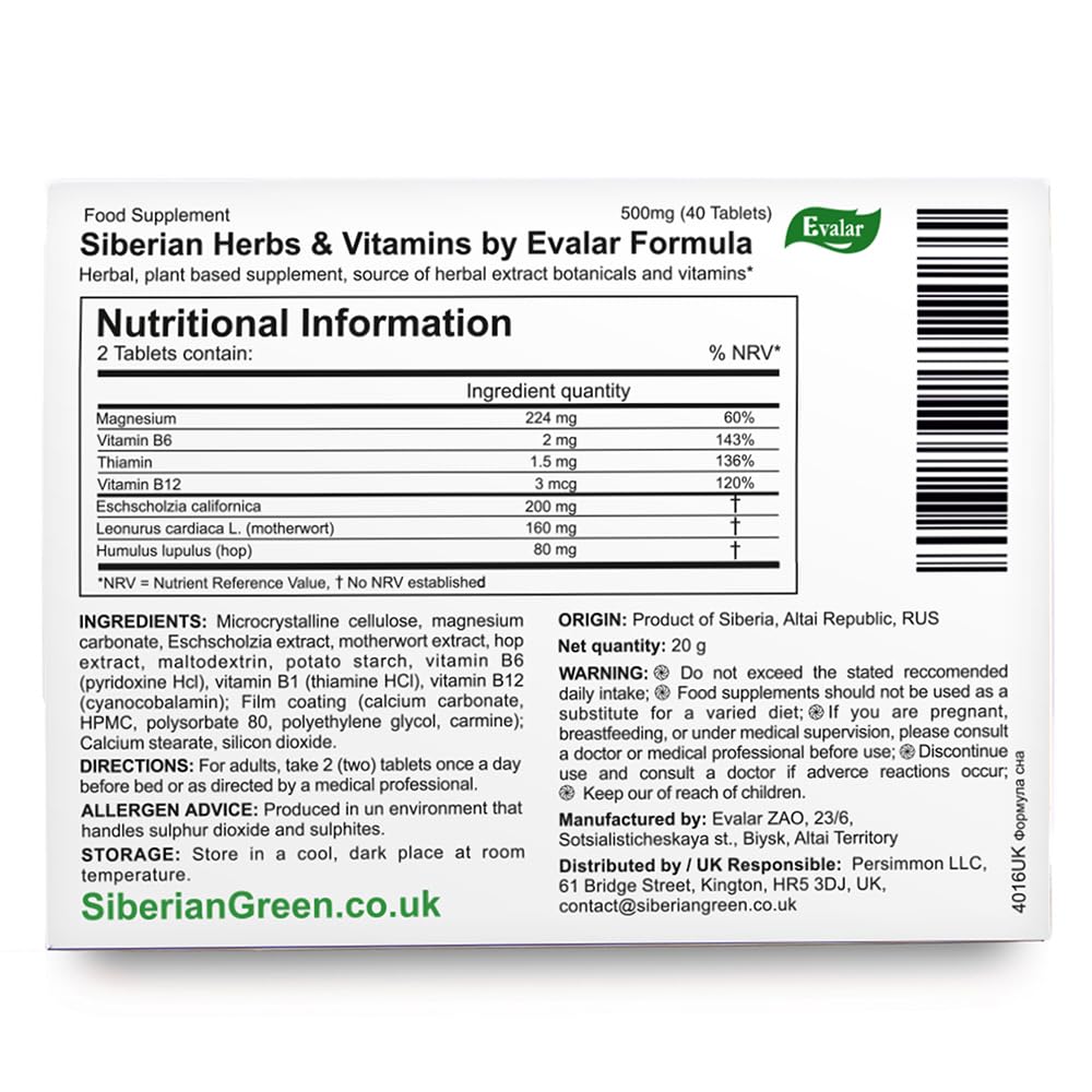 Siberian Herbal Formula Sna Evalar 40 Tablets 500mg