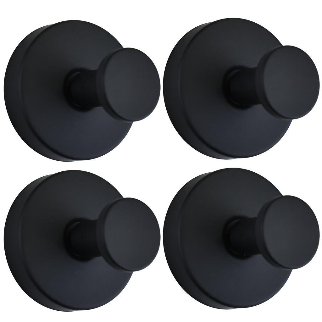 AuraHaven Suction Cup Shower Hooks for Inside Shower – 15 LB Heavy-Duty No-Drill Towel Hooks, Removable & Reusable for Towels, Robes & Loofah, Waterproof for Glass & Tile(4 Black)