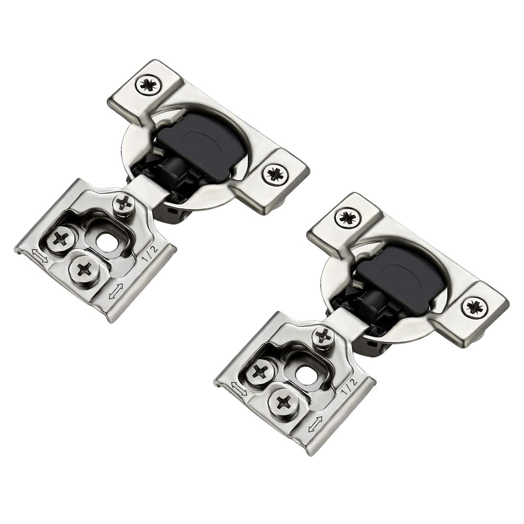Ravinte 60 Pack (30 Pairs) 1/2 Inch Overlay Soft Close Hinges for Kitchen Cabinets - Satin Nickel Hidden Concealed Hinge, Stainless Steel, Self Closing