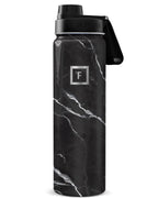 IRON °FLASK Camping & Hiking Hydration Flask with Spout, Wide Mouth Insulated Stainless Steel Sports Water Bottle - 22 oz Black Marquina