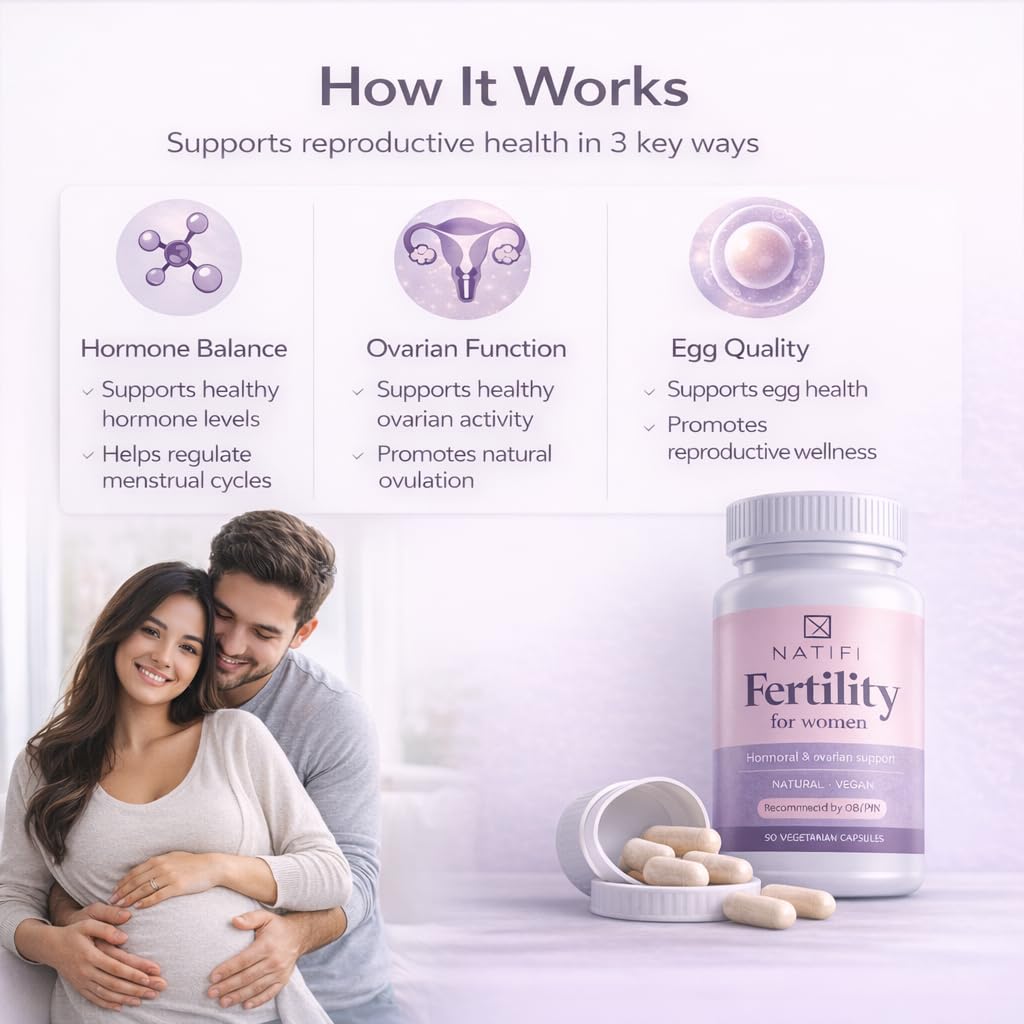 Natifi Conception Fertility Prenatal Vitamins Regulate Cycles, Balance Hormones, Aid Ovulation. Conception Multivitamin for Women. Healthier Pregnancy -60 Capsules- Folic Acid, Myo Inositol, Vitex.