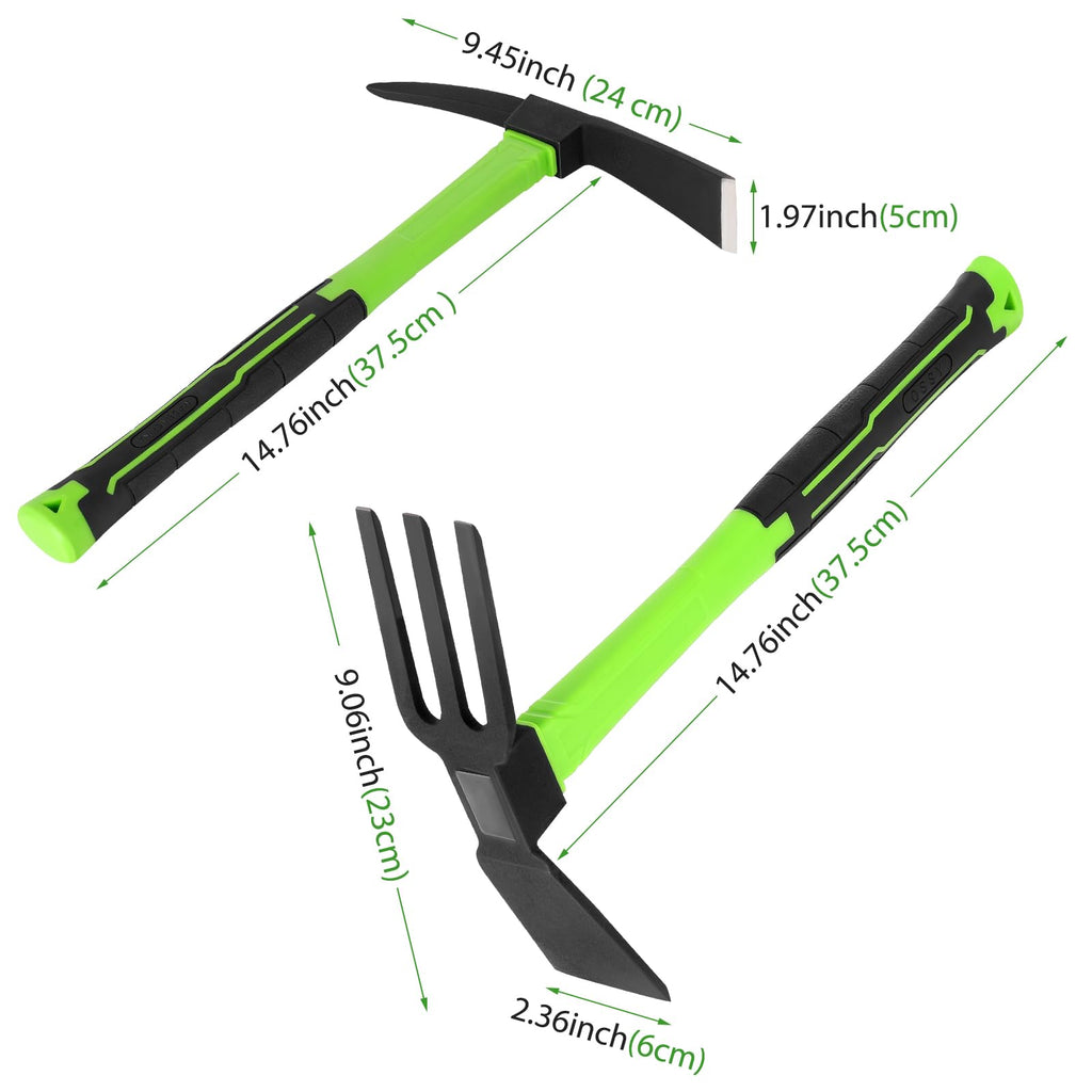 NAUKII 2pcs Garden Tools Comfortable Handle Hoes for Garden Work Carbon Steel Outdoor Tools