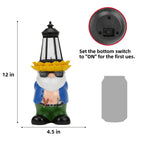 Guardian Garden Gnome Statue Solar Lantern Light Resin Outdoor Yard Decor