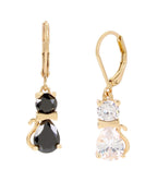 Betsey Johnson CZ Cat Mismatched Drop Earrings