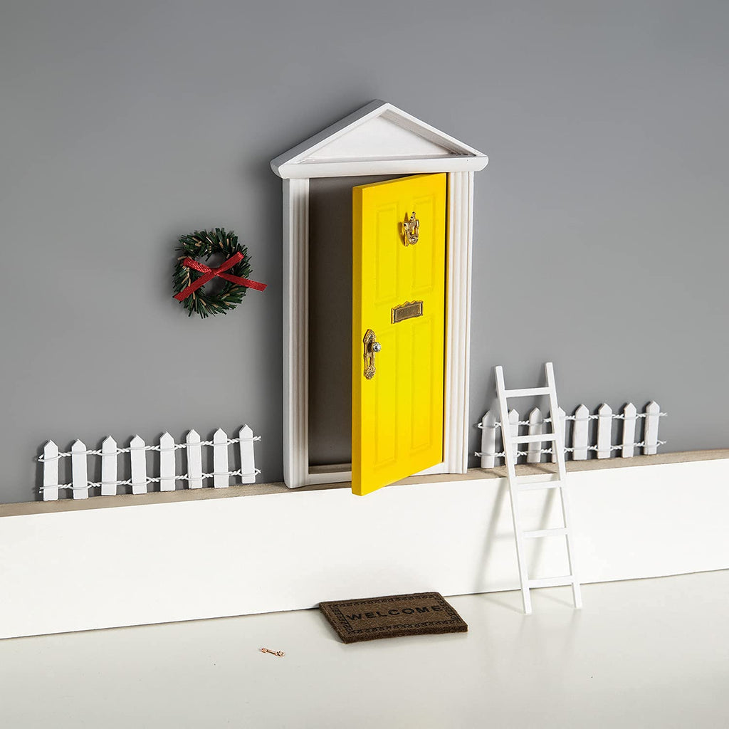 Wooden Yellow Fairy Door - Desk Fairy Door for Wall