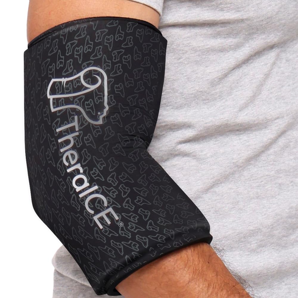 TheraICE Elbow Ice Pack Compression Sleeve for Injuries | Reusable Arm Gel Cold Pack Wrap | Tennis Elbow & Golfers | Calf Tendinitis Pain Relief | Shin Splints | FocusZone Extra Cooling | Women & Men