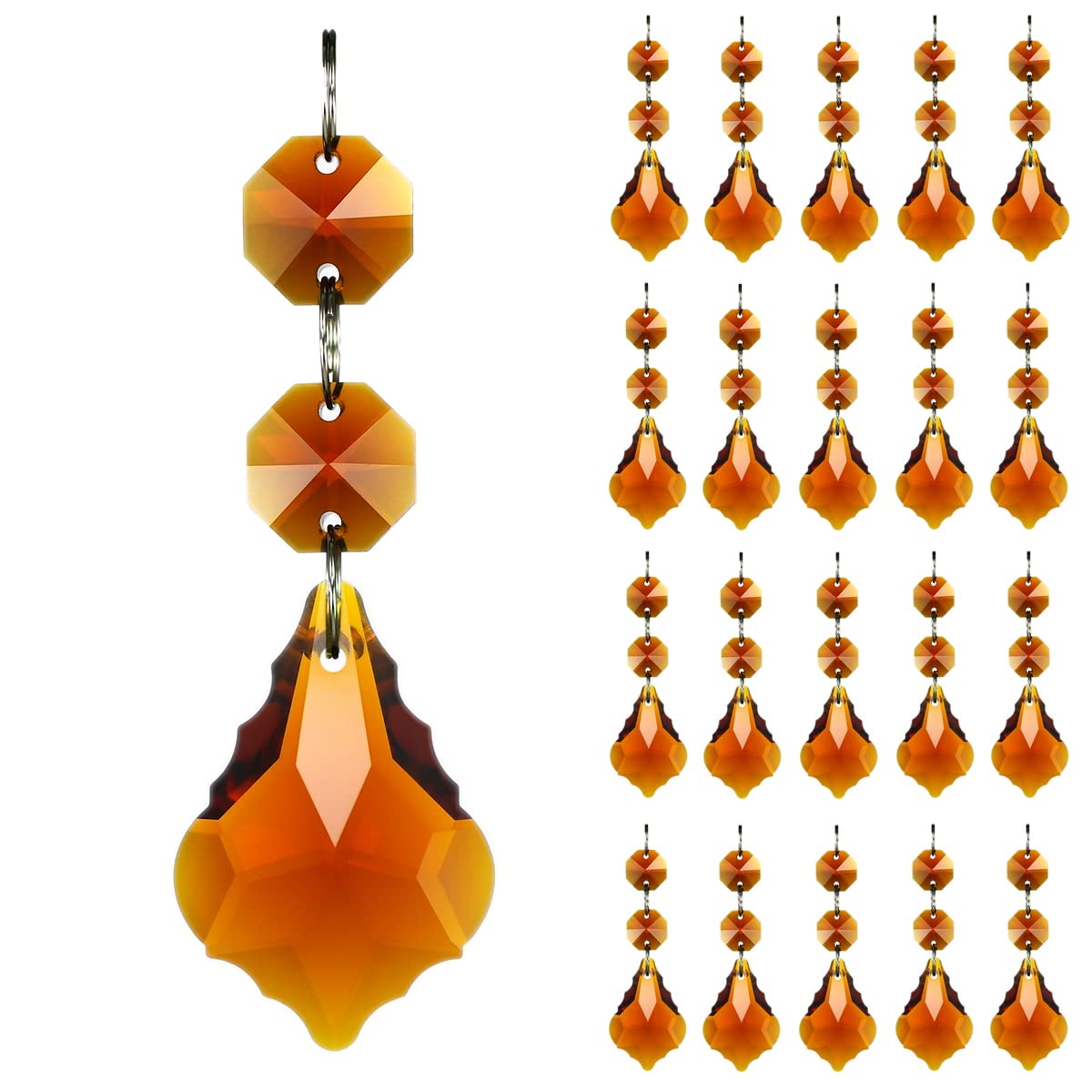 GOLDENHAITAI 20pcs 38mm Crystal Maple Leaf Chandelier Prism Replacement