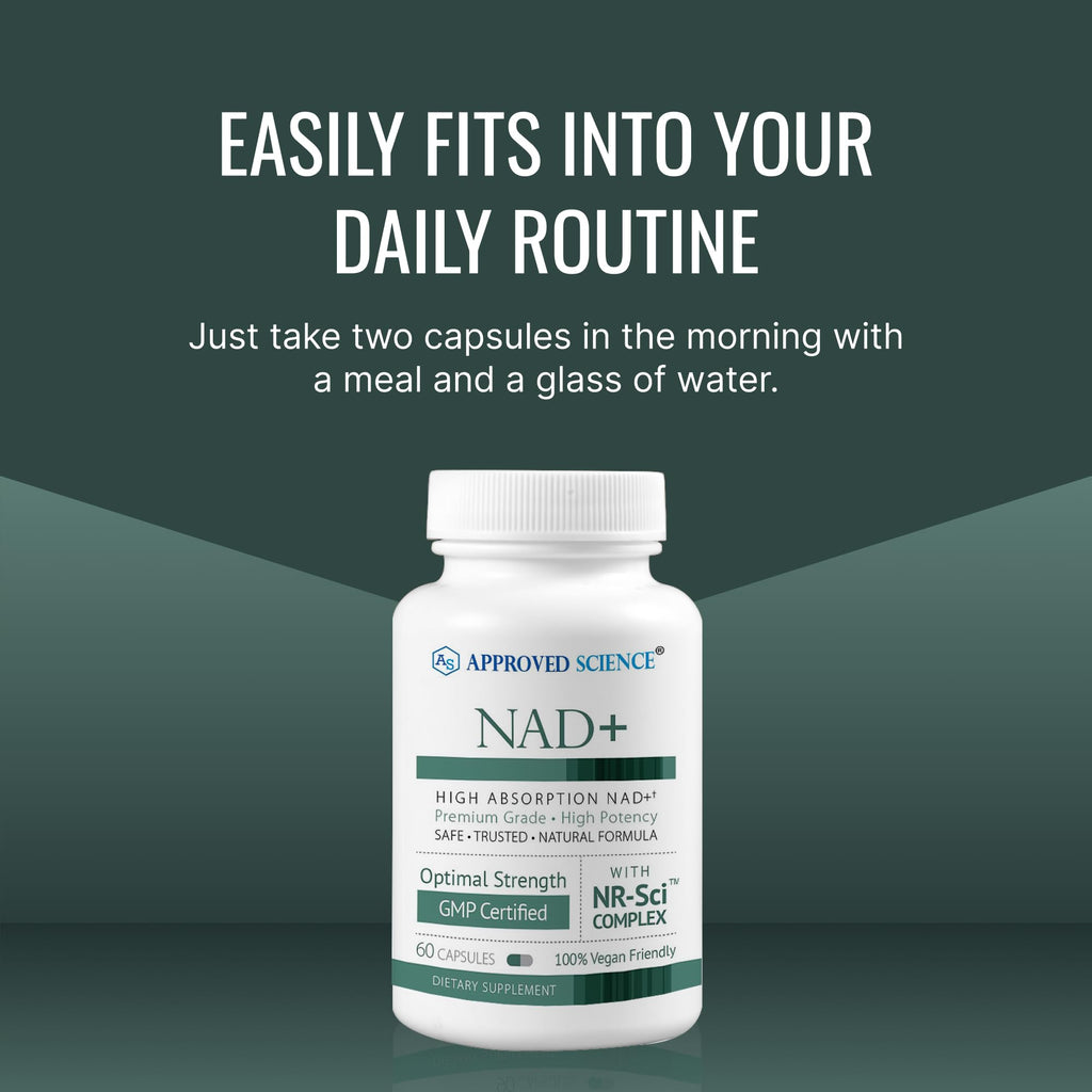 Approved Science NAD+ – 300mg NR, Quercetin, Vitamin B2, BioPerine – 60 Vegan Capsules – Pack of 1
