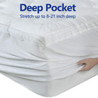EASELAND Queen Size Mattress Pad Pillow Cover Quilted Fitted Mattress Protector Cotton Top 8-21" Deep Pocket Cooling Mattress Topper (60x80 Inches, White)