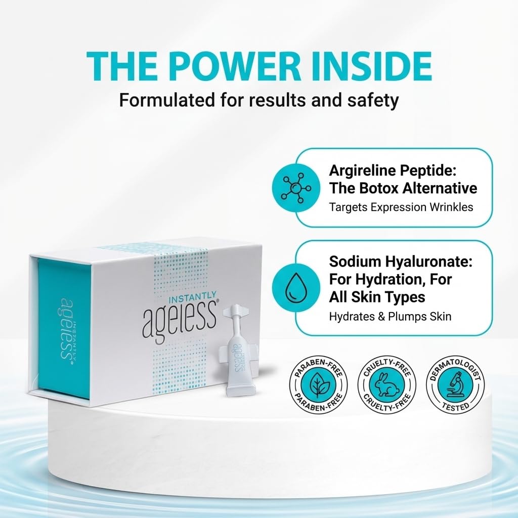 Instantly Ageless - Instant Face Lift Cream - Skin Care for Anti Aging Face Cream & Moisturizer with Vitamin C - Wrinkle Tightener - Instant Under Eye Bags Remover - Facelift in a Box of 25 Vials