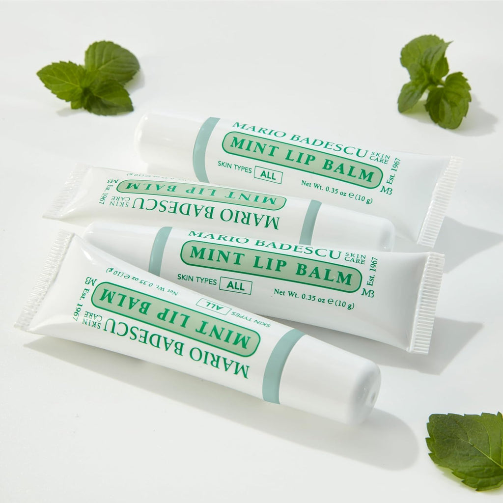 Mario Badescu Moisturizing Mint Lip Balm for Dry Cracked Lips, Infused with Coconut Oil and Shea Butter, Ultra-Nourishing Lip Care Moisturizer for Soft, Smooth and Supple Lips, 3 Pack