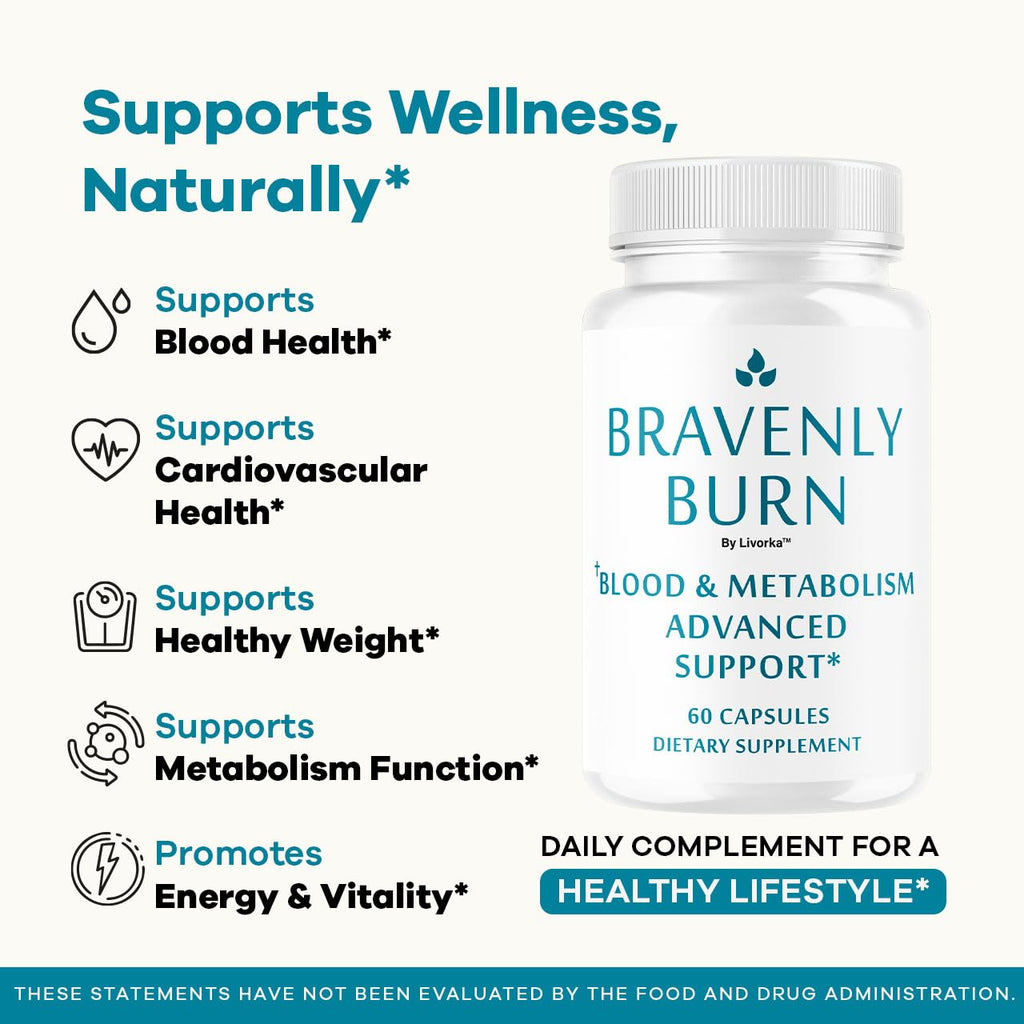 Bravenly Burn Pills - Official BravenlyBurn Capsules Supplement Support Premium Advanced Formula All Natural Digestive Support for Gut Health Overall & Wellness, 60 Capsules for 1 Month