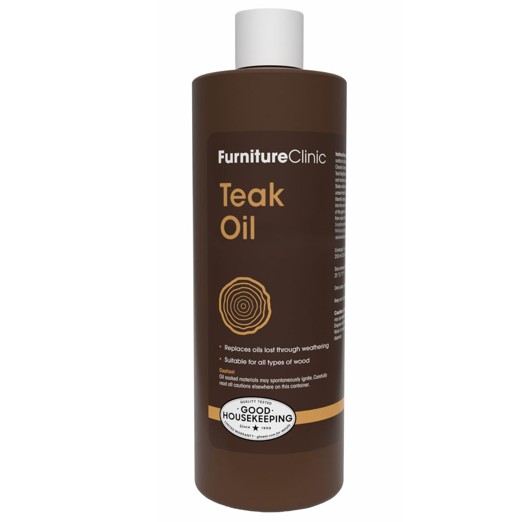 Furniture Clinic Teak Oil | Wood Oil Protects & Cleans Outdoor & Indoor Furniture, Boats, Shower Benches | Restore & Protect Wood, Prevent Drying & Other Damage | Natural Matte Finish | 17oz/500ml