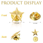 Kenning 60 Pieces Gold Star Pins Bulk Memorial Day Star Badge Lapel Pins