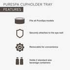 Intex PureSpa Attachable Cup Holder for Spa Wall, Pool and Hot Tub Accessory for Drinks that Holds 2 Standard Sized Beverages, Tan