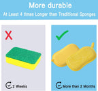 Dish Sponge Kitchen Sponges,Scrub Sponges,Double Sided Cleaning,Non Scratch,Ultra fine Fiber Wiping+Stainless Steel Wire to Remove Stubborn Stains,Durable Thickening (Large 12-Pack)