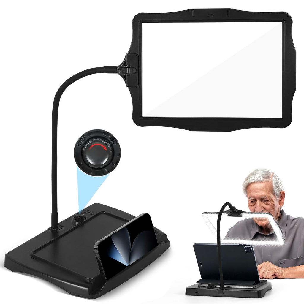 Magnifying Glass with Light and Stand 50 Ultra-Bright LEDs Large Magnifying Lamp with Light Magnifying Glass on Stand Hand-Free with 360° Flexible Gooseneck for Close Work Reading Repair Crafts