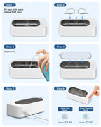 Ultrasonic Jewelry Cleaner Machine: 48KHz Ultra Sonic Cleaner for Jewelry,Eyeglass,Rings,Watch Band,Dentures,with Dual Cleaning Modes,350ML 304 Stainless Steel Tank,Gift for Wife,Mom,Daughter