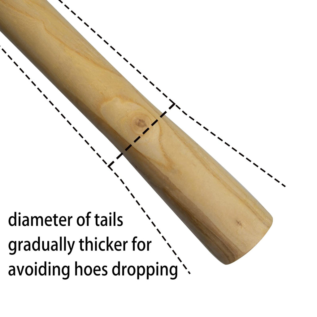 Paiaojia 55-Inch Pure Solid Wood Replacement Handle for Garden Hoe Digging Spading, Surface Coated with Protective Paint, Clear Finish, Convenient and Durable (Spade & Fork Head Not Included)