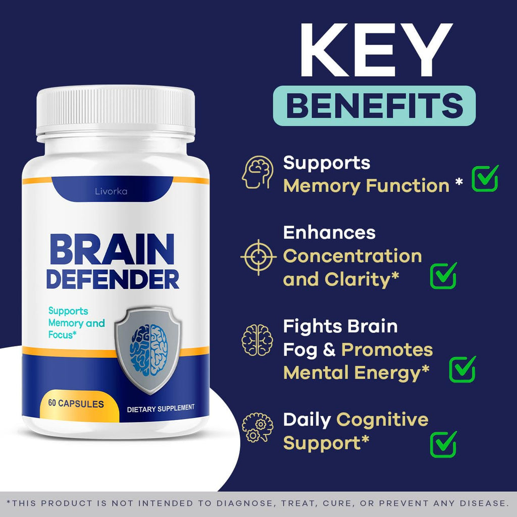 (2 Pack) Brain Defender - Official Brain Defender Supplement Advanced Pills, Natural Brain and Memory Support, Brain Defender Health & Wellness Multivitamin, 120 Capsules for 2 Months