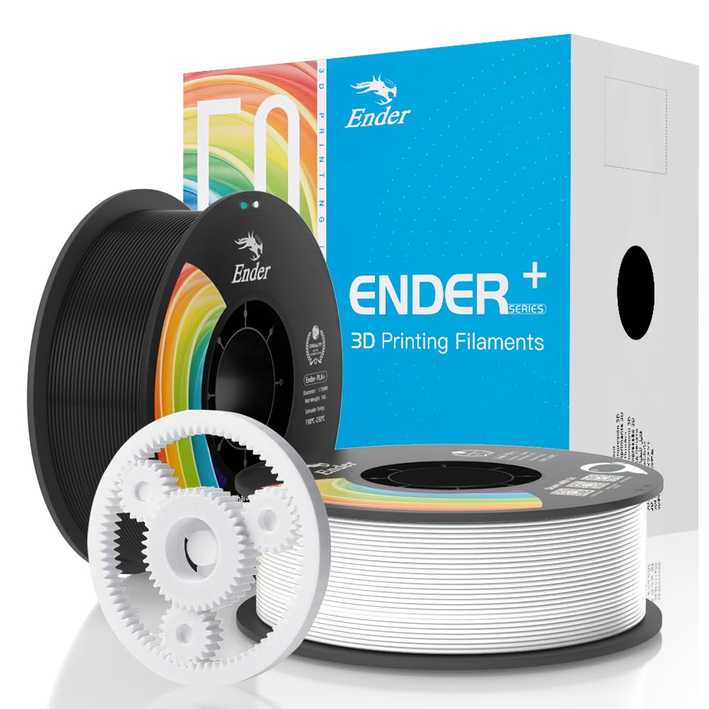 Creality 3D Printer Filament, PLA Plus Filament 1.75mm, PLA Pro Black & White, Toughness Upgraded Dimensional Accuracy +/- 0.03mm, 2 * 1KG Spool(2.2lbs) Ender PLA+ Filament for Most 3D Printer