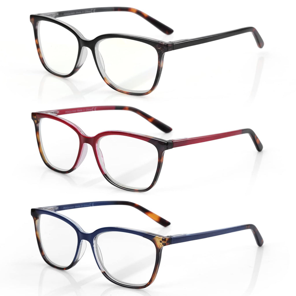BLUEMOKY Blue Light Reading Glasses for Women 3 Pack Fashion Cat Eye Computer Glasses Bluelight Blocking Reader 1.25