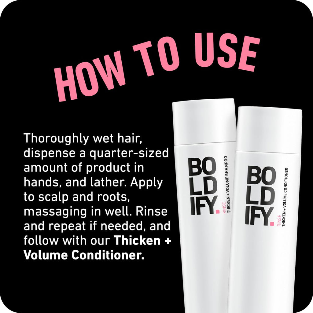 BOLDIFY Thickening Shampoo - Rice Water for Thinning and Oily Hair - Volumizing Shampoo for Fine Hair, Weightlessly Removes Excess Oil - 8oz