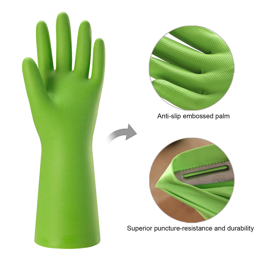 Bamllum Rubber Cleaning Gloves for Kitchen - 4 Pairs Reusable Dishwashing Gloves for Household, Flexible Long-lasting & Waterproof (Medium, Blue+Green+Red+Orange) (Pack of 2)