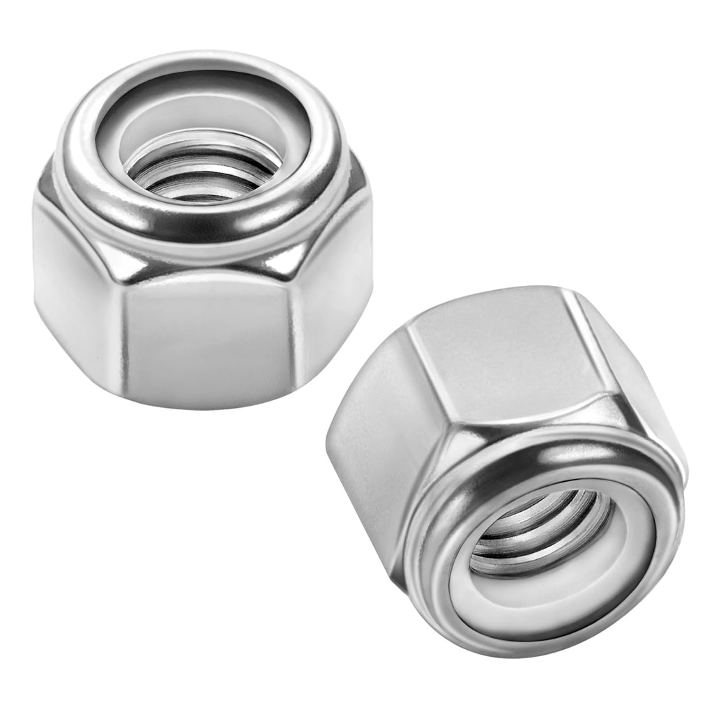 MewuDecor #10 32 Nylon Insert Hex Lock Nuts Locknuts, 304 Stainless Steel 18-8, Bright Finish, 50 PCS