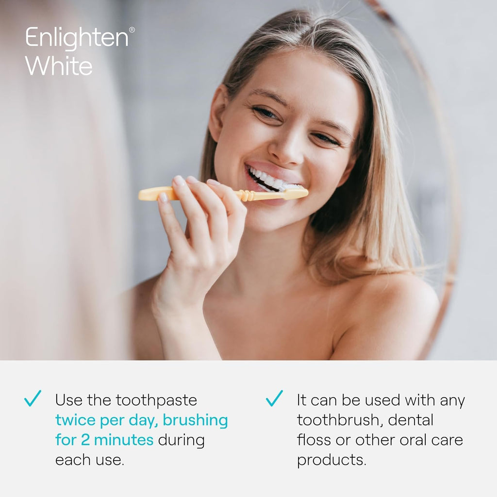 Enlighten White - Whitening Toothpaste with Fluoride, 75 ml - Advanced Enamel Protection and Stain Removal, Restores Shine and Improves Colour - Recommended by Dentists - 6 Pieces