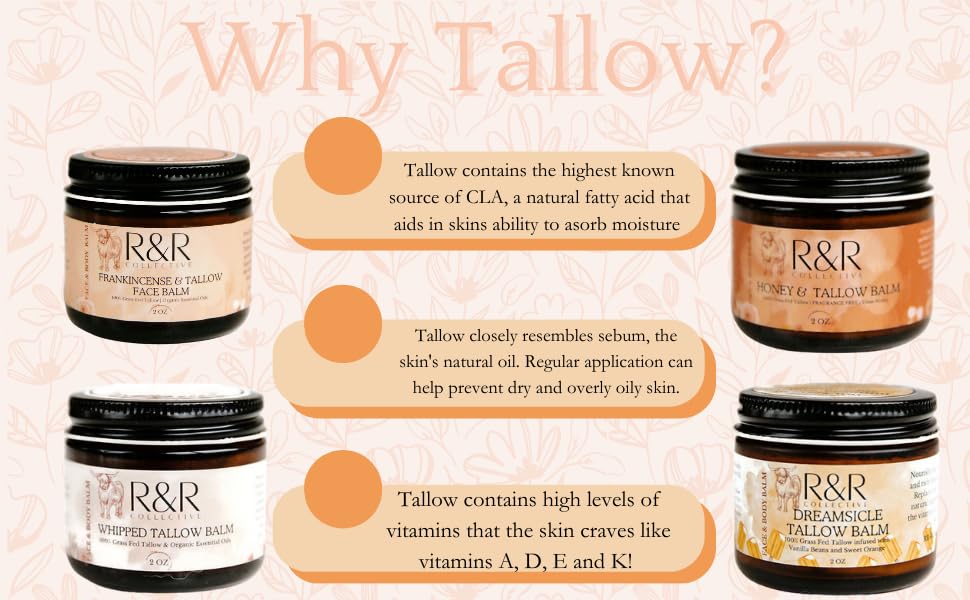 Tallow Cleansing Balm- All Natural Make-Up Remover Oil Based Cleanser. 100% Grass Fed Beef Tallow for Skin Care - 2 FL. oz