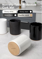 Nucookery Ceramic Kitchen Utensil Holder for Countertop Organizer 6.4" Sand