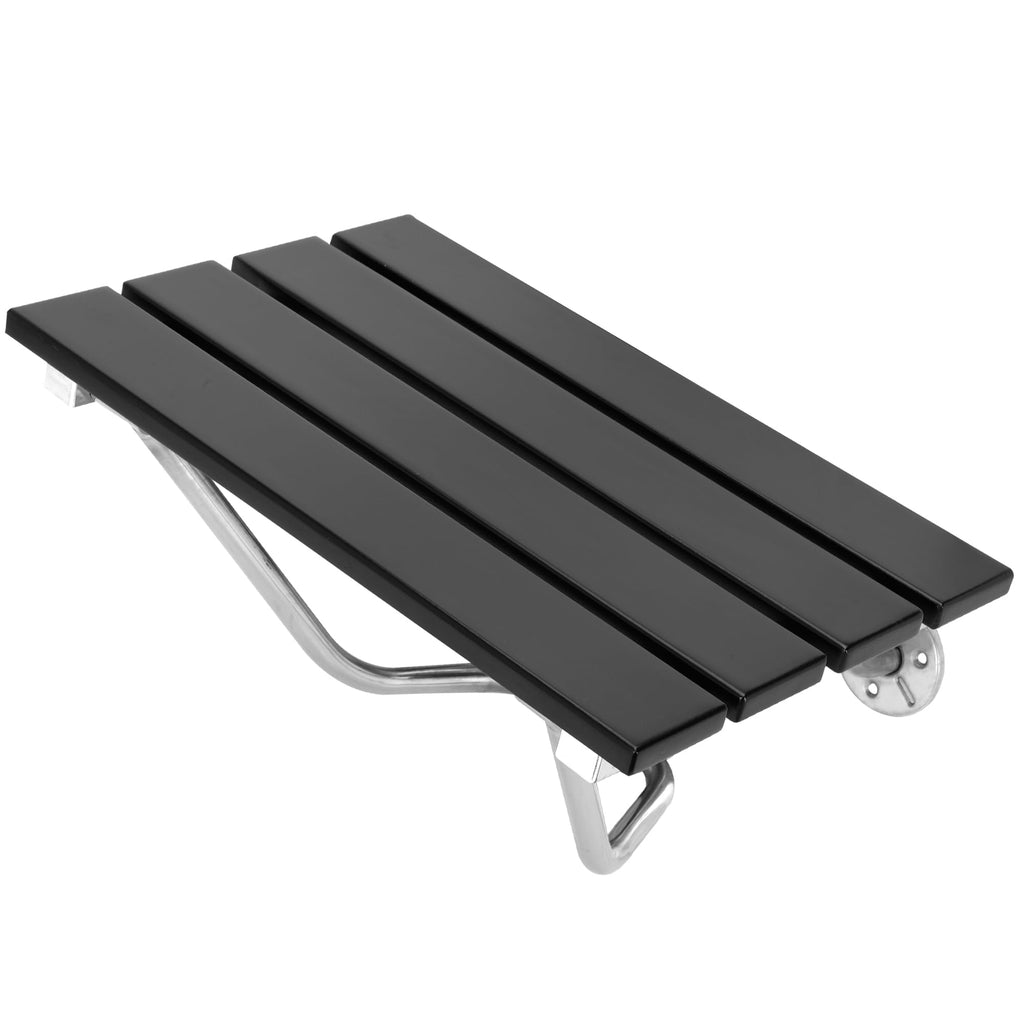 17 Inchs Folding Shower Seat Wall Mounted, Foldable Shower Bench for Small Spaces, 400lb Capacity (Black)