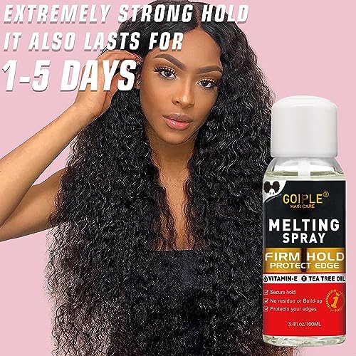 Lace Melting Spray Glue-Less Hair Adhesive for Wigs, Lace Bond Adhesive Spray Wig Melting Spray for Closure Front Extensions, Melting Spray for Lace Wigs Natural Finishing Hold Protect Edge Kit